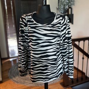 LOFT Zebra Stripe Long Sleeve Top Size Medium